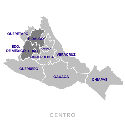 Mapa de la región asignada a Areli Lucas